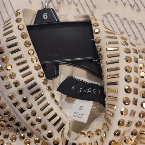 B-Smart Studded Geometric Party Dress - White - - Picture 4 of 4